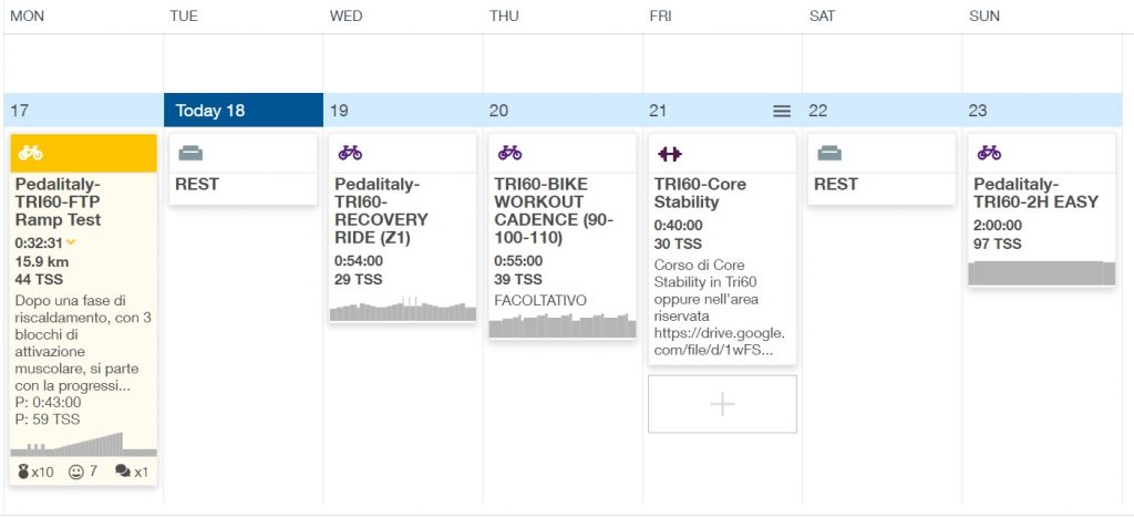 Pedalitaly TrainingBox Esempio Settimana